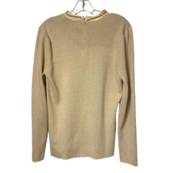 NWT Antonio Melani Gold Metallic Thread Satin Tie Sweater Sz XL Holidays High Nk - Picture 7 of 13